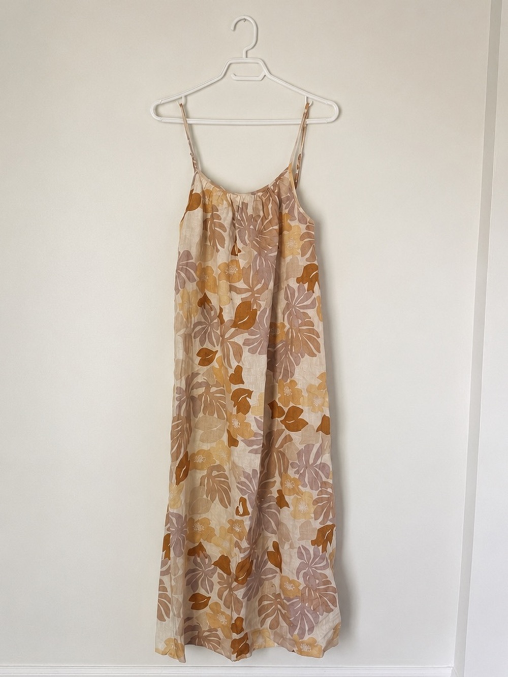 NWT Aritzia Little Moon Wellbeing Linen Dress Size S Yellow Floral